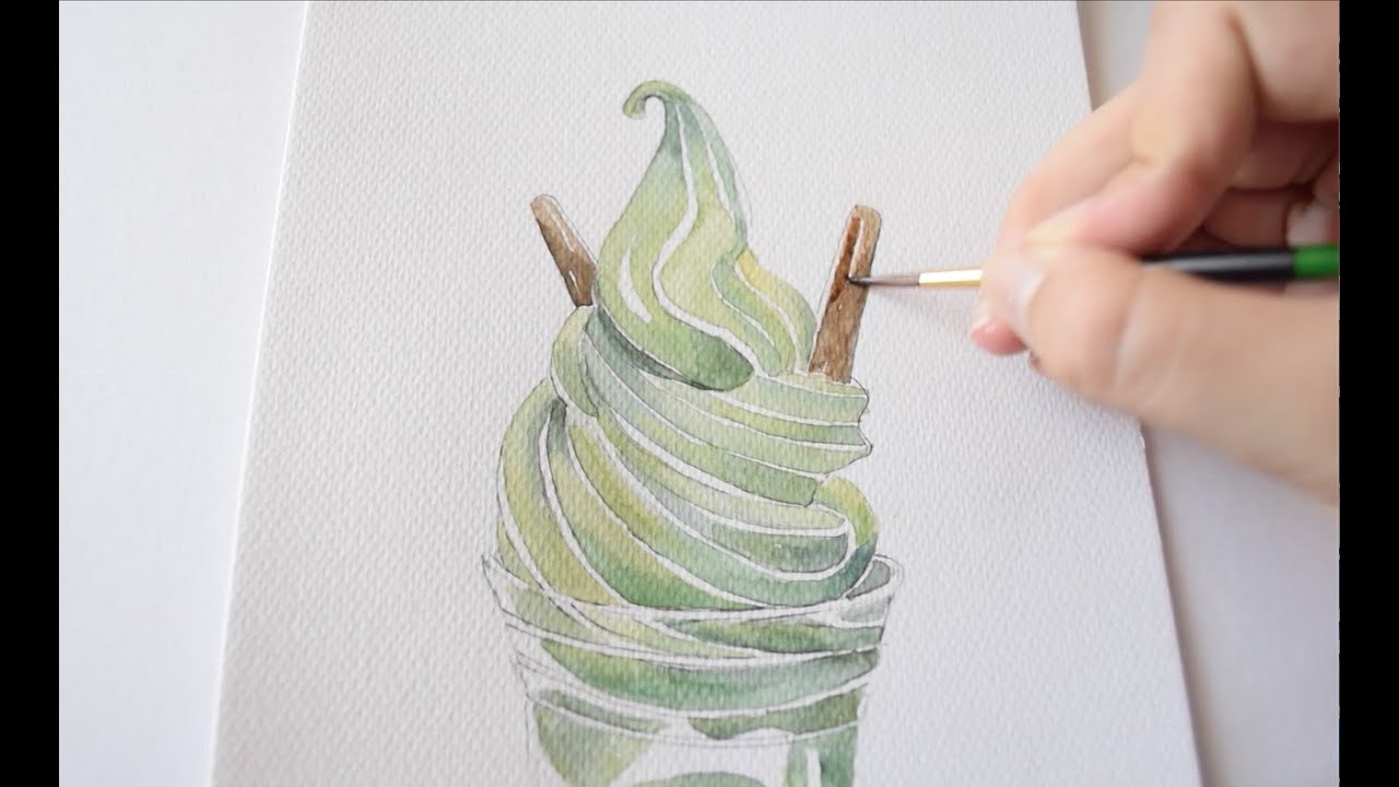 Watercolour Painting : Ice cream (Soft cream)