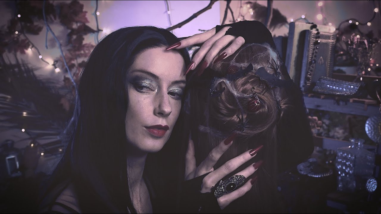 ASMR 🌹 Morticia Addams Styles Your Halloween Hair🖤🎃 Part 3/3 Personal Attention, Hair Brushing