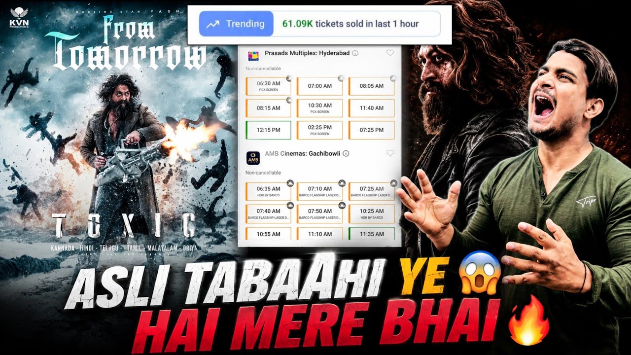 Toxic Movie Shocking BookMyShow TABAAHI Booking | Toxic Movie Shocking Updated Advance Report #toxic
