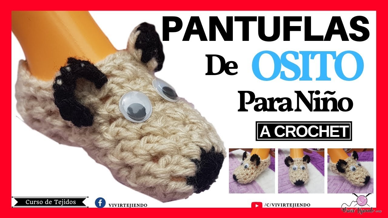 Pantuflas y BABUCHAS de OSITO a Crochet | Tejidos a Ganchillos