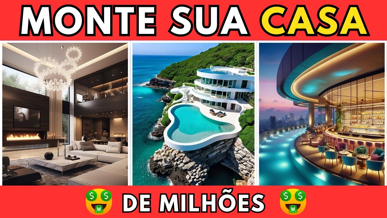 MONTE SUA CASA DE MILH&Otilde;ES! Escolha Tudo: Quarto, Piscina, Carro e Mais! 🏠✨ | Cultura Quiz