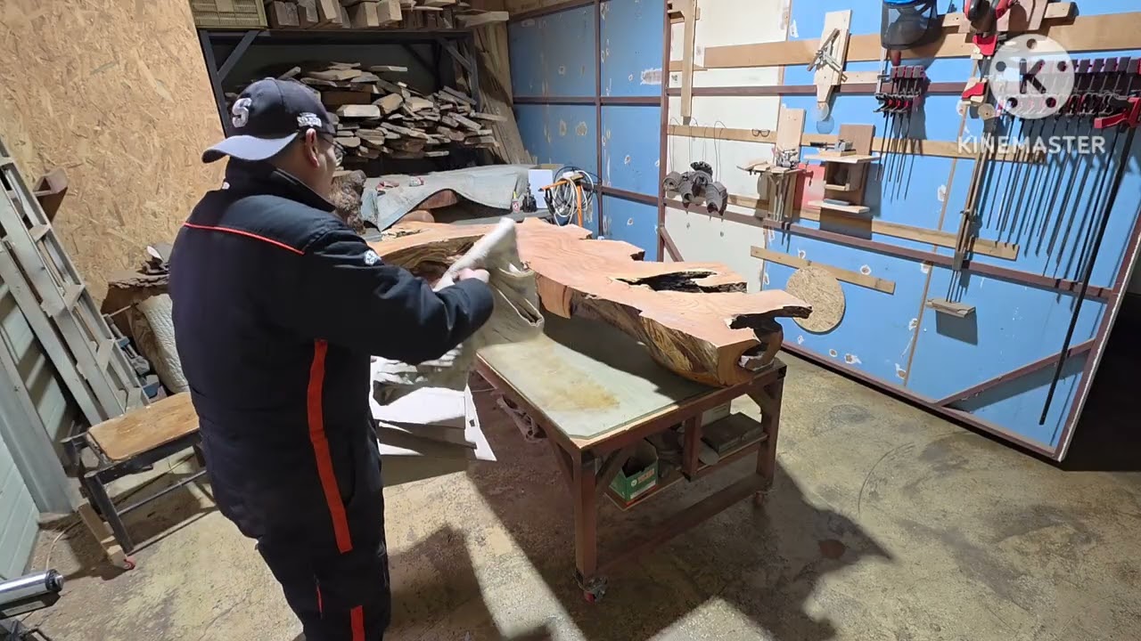 목연이네.... 느티나무 뿌리 다탁..9  상판 시작 36#