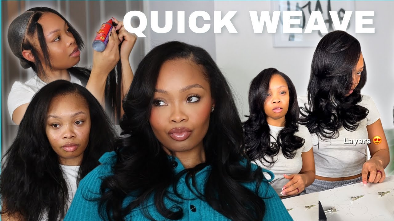 How to Achieve a Seamless Side Part Quick Weave at Home! NO BRAID DOWN