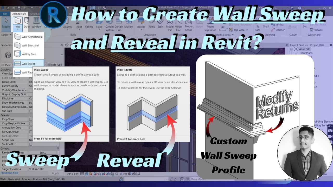 How to Create wall Sweep and wall Reveal in Revit? Custom wall sweep profile.