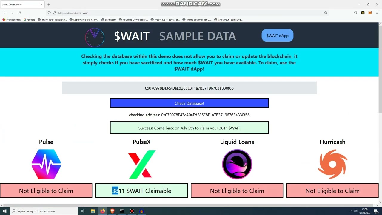 Pulsechain - Airdrop tokena WAIT + Sprawdź swoje poświęcenie na Liquid Loans
