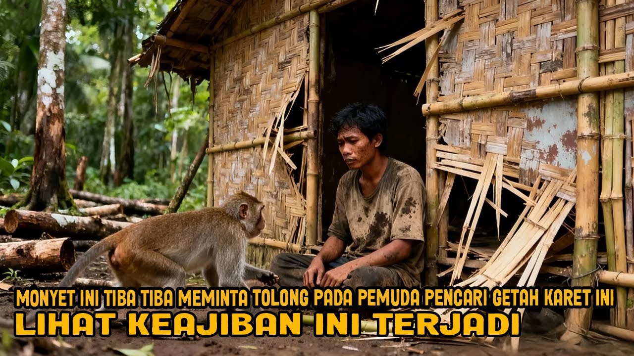 VIRAL! MONYET INI TIBA TIBA MEMINTA TOLONG PADA PEMUDA PENCARI GETAH KARET LIHAT KEAJIBAN TERJADI