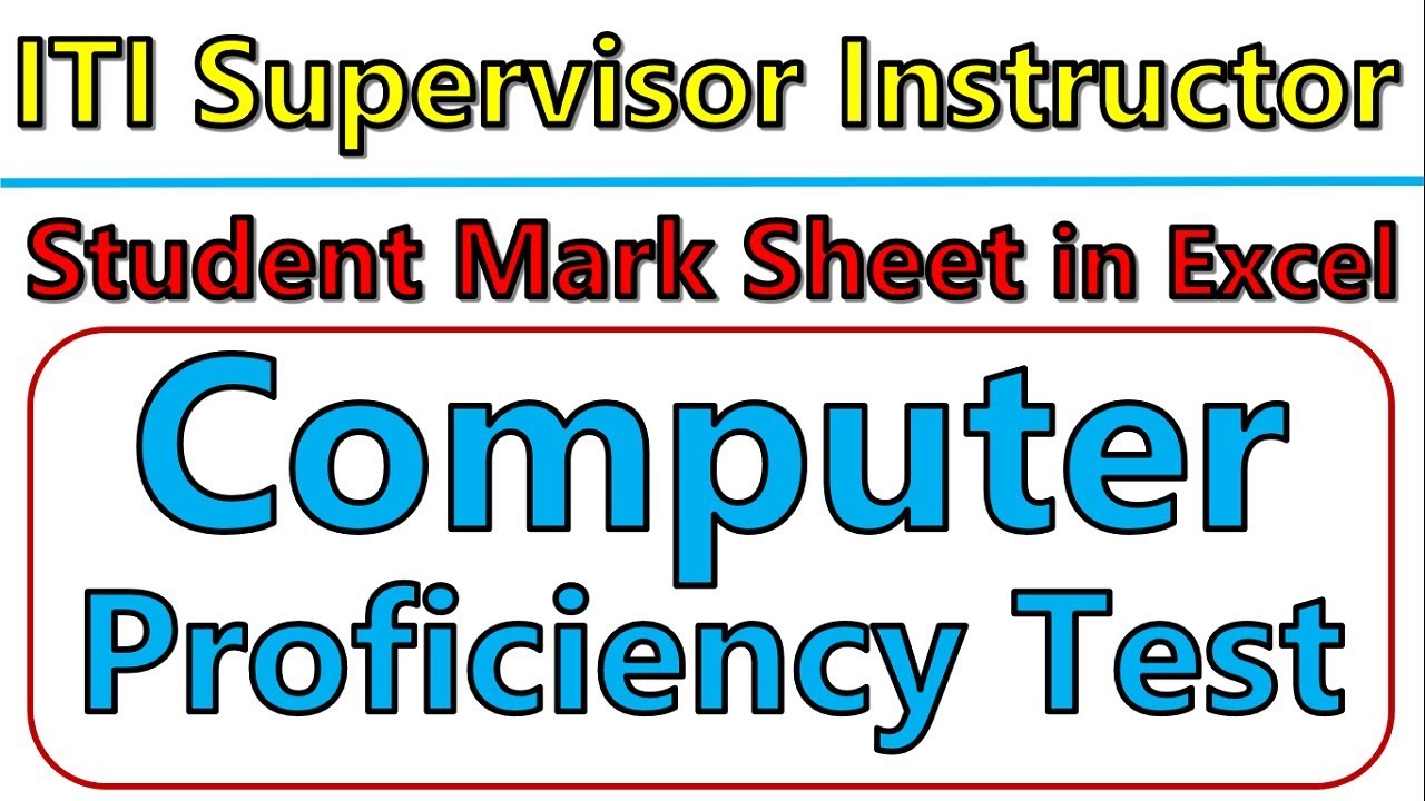 ITI Supervisor Instructor Computer Proficiency Test for all trade Student Marksheet, GSSSB Superviso