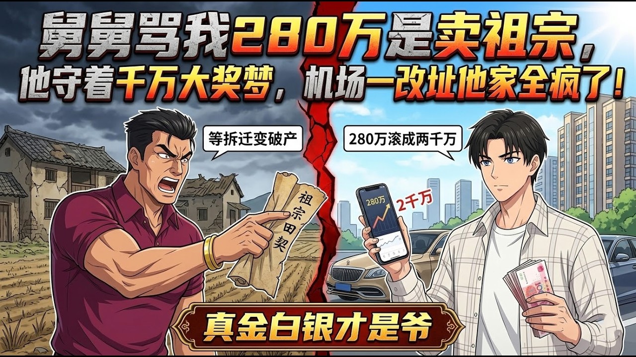 舅舅罵我280萬是賣祖宗，他守著千萬大獎夢，機場一改址他家全瘋了！ #爽文 #鄉村 #逆襲 #漫劇 #打臉 #漫剧 #短剧 #世情故事
