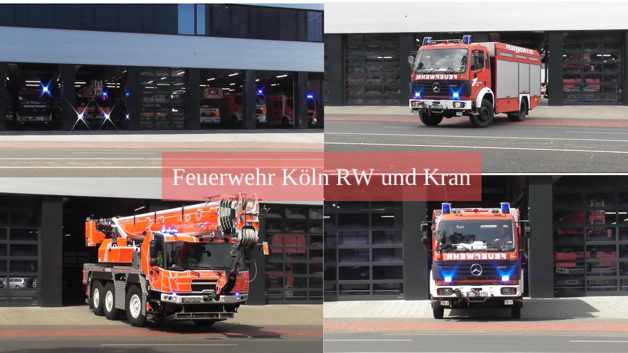 [ neuer RW und Kran ] Einsatzfahrt Feuerwehr Köln Wache 5