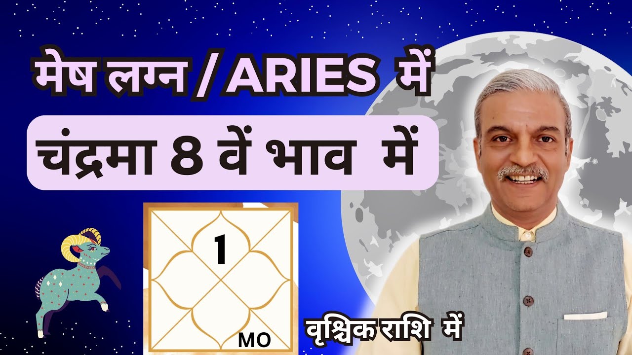 Moon in 8th house for Aries ascendant horoscope - Mesh Lagna me Chandra 8th house me