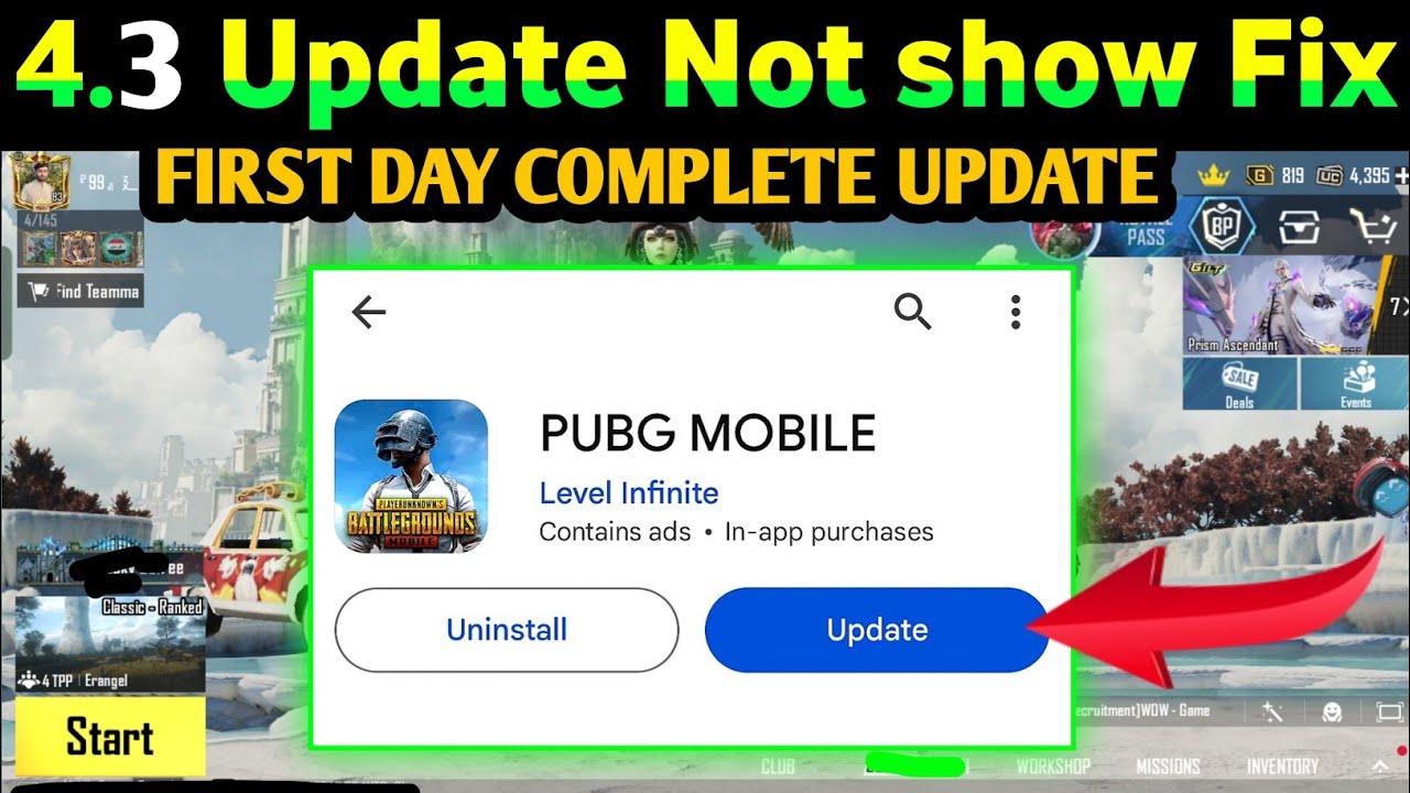 how to pubg 4.3 update not showing in play store | pubg mobile update problem solve play store