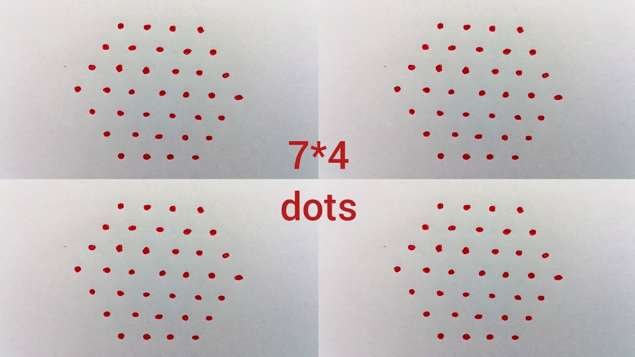7*4 dots Rangoli | Rangoli designs | Simple design | Group rangoli | Kolam | Muggulu 