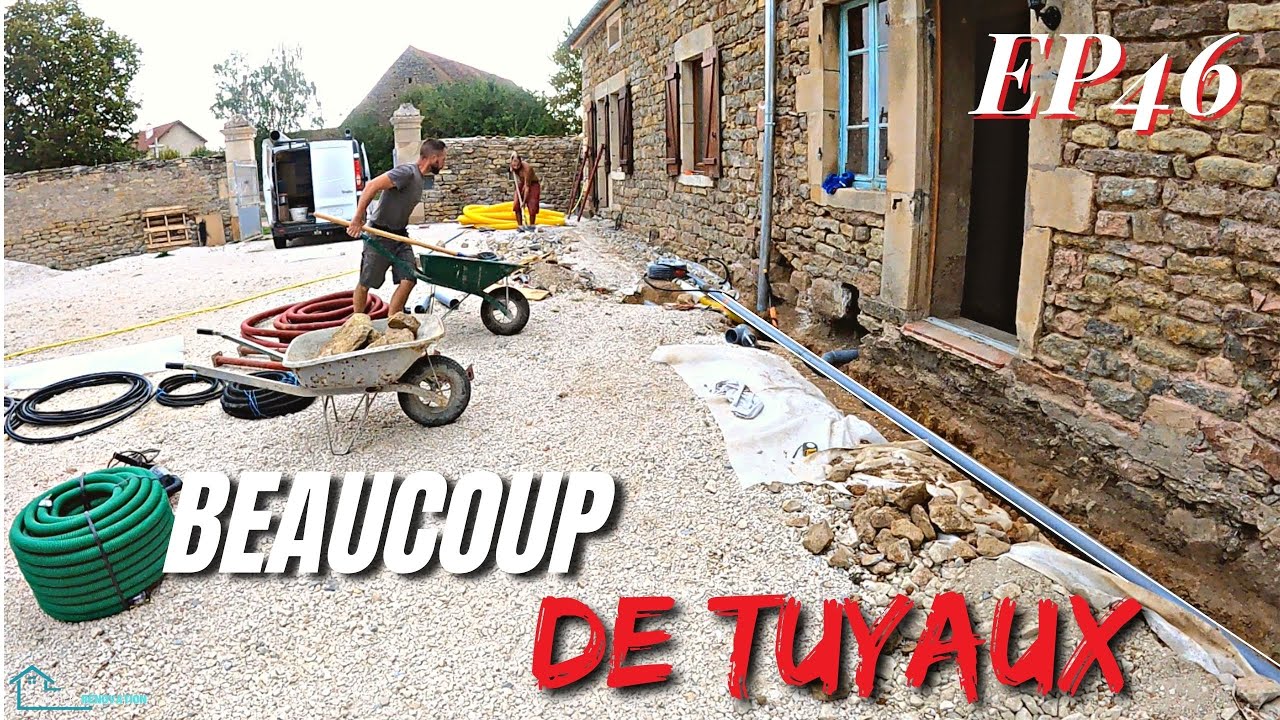 GROS Boulot de tuyauterie! Toutes les étapes: Vidange, pluvial, électricité, drainage...EP 46