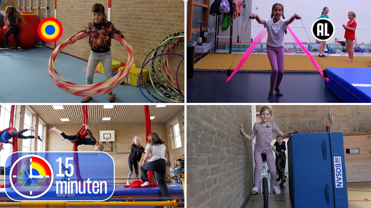 TOP 4 CIRCUS: Zovia, Jumaira, Sophie & Imme doen circusacts | 15 Minuten | Kindertijd KRO-NCRV