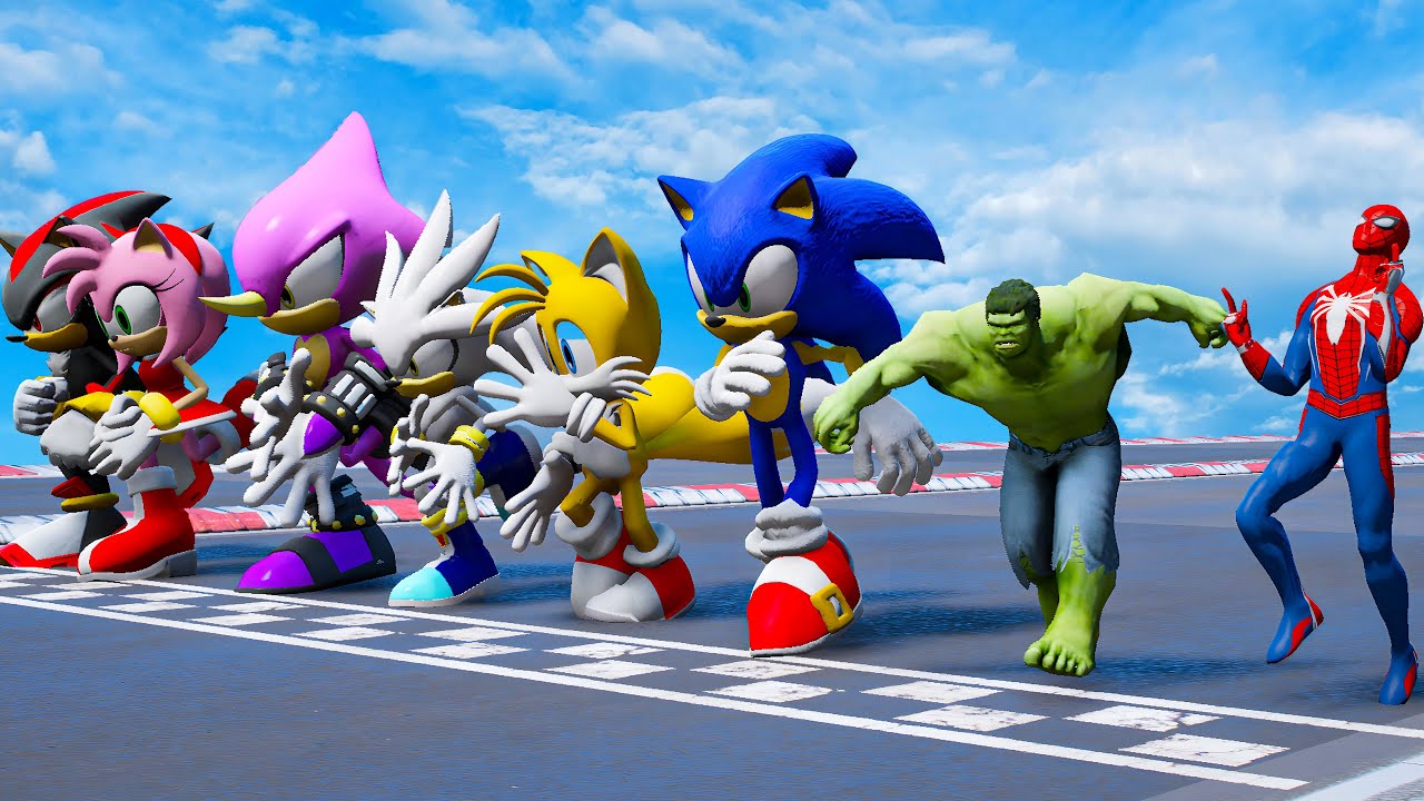 Fastest Team Wins $10,000 😱 | Sonic & Spider-Man vs Hulk
