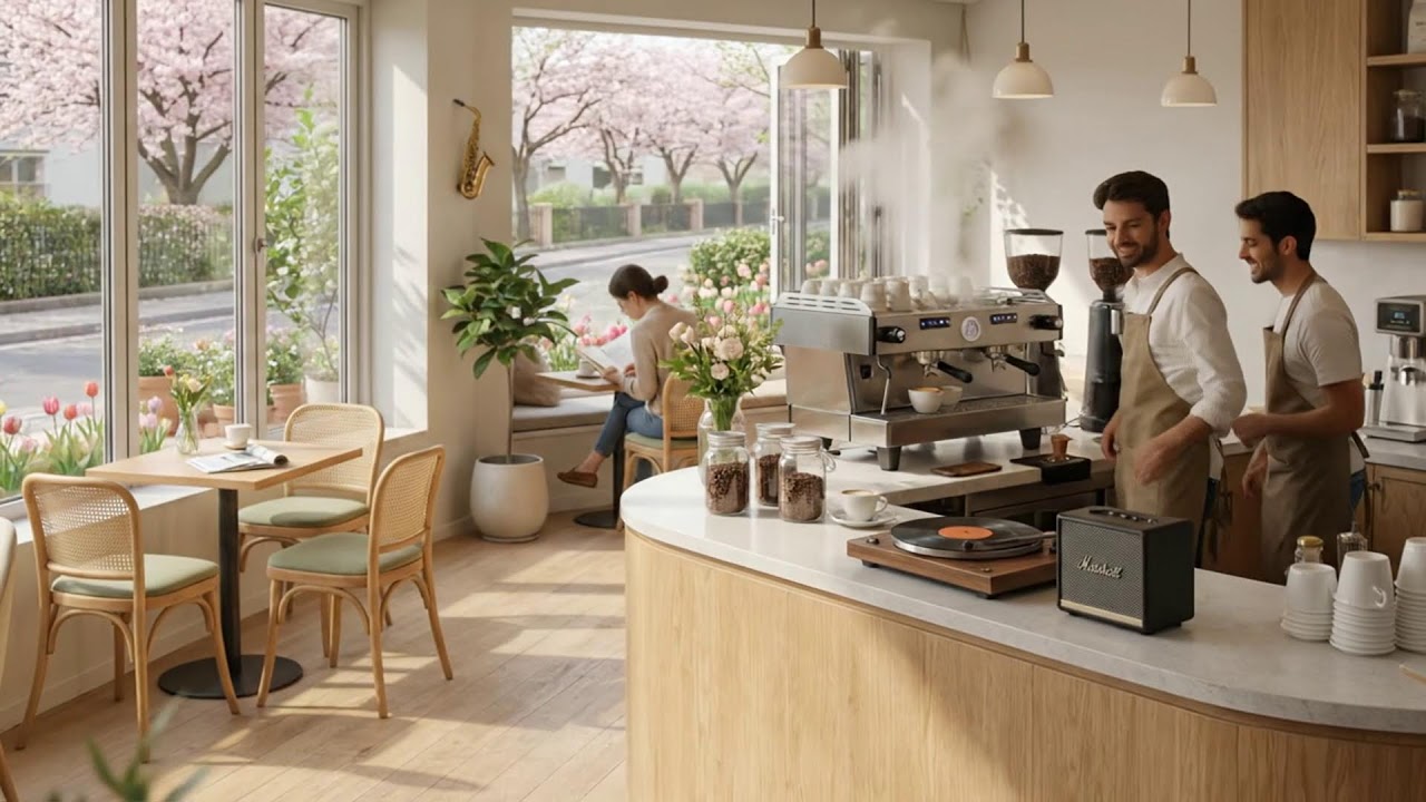 春の暖かいカフェの隅 🌷☕ スムーズジャズラウンジ