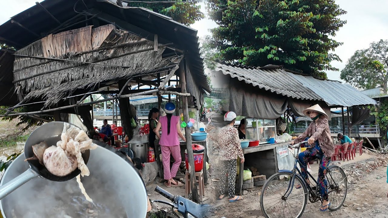 Ăn sáng ở quê món cháo lèo lạ tai, ốc heo đùm mở chài ngon bá cháy | Long Xuyên TV 
