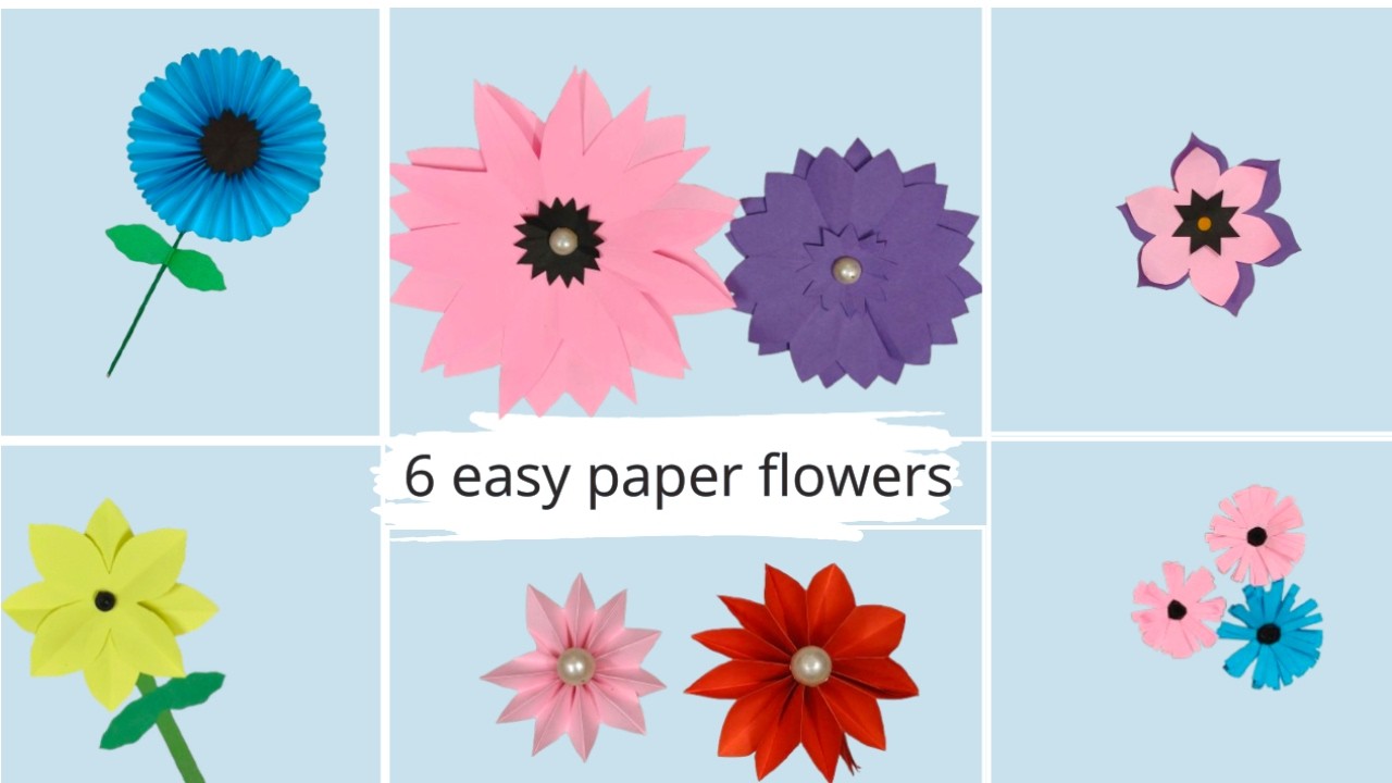 6 Easy Paper Flowers Making 🌸✂️ | Flower Making