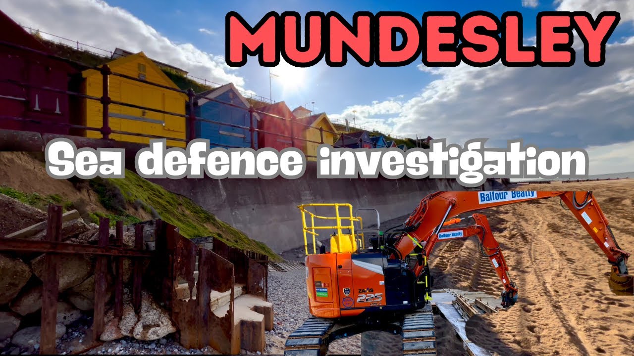 Mundesley sea defence work landslides  changes walk tour north Norfolk coastal erosion damage
