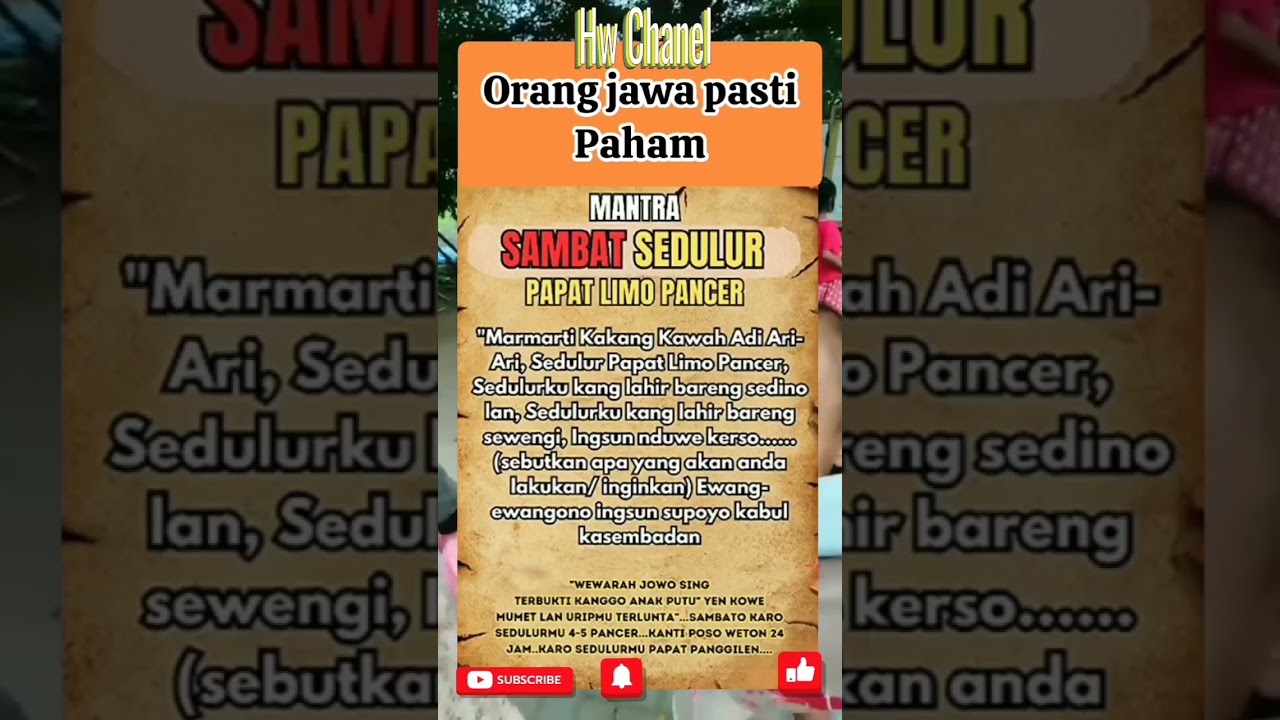 ORANG JAWA PASTI PAHAM MANTRA SAMBAT SEDULUR PAPAT...#weton #primbonjawa #primbon