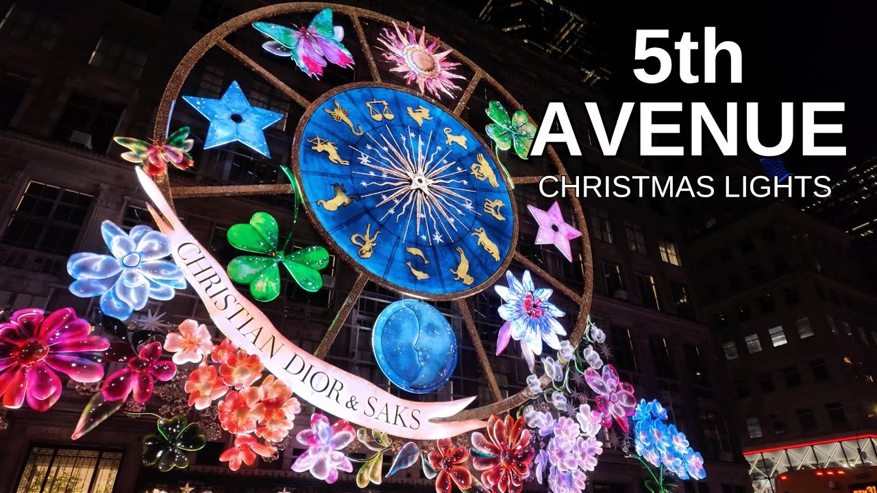 NEW YORK CITY Walking Tour [4K] - 5th AVENUE - Christmas Lights
