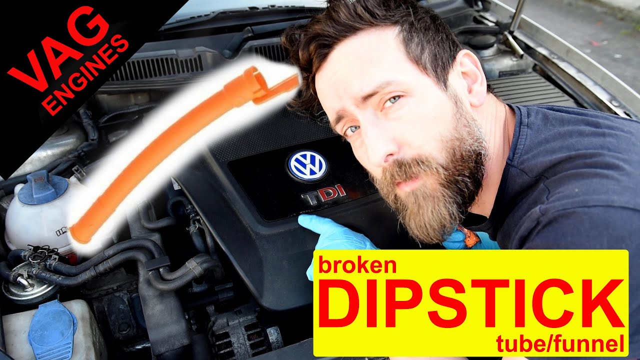 Как заменить сломанную трубку щупа уровня масла. VW Golf Mk4 tdi и другие автомобили VAG, Audi A3...