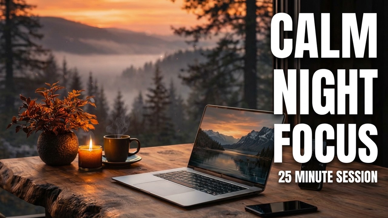 Night Study Session 🌙 25 Min Calm Focus Music | Pomodoro