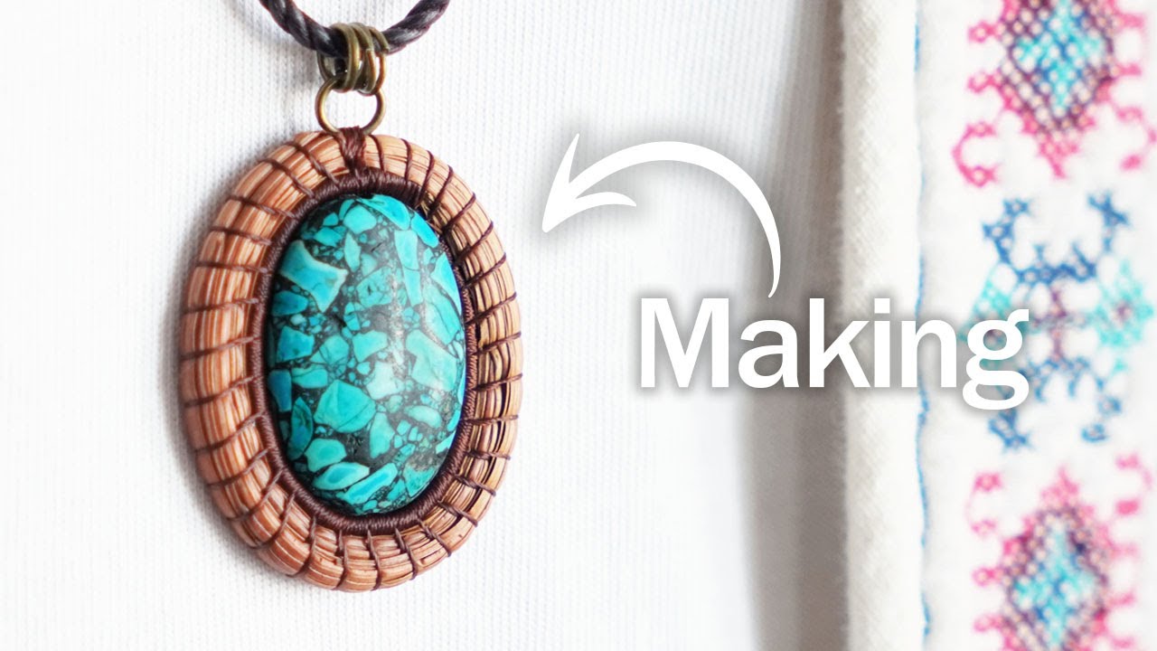 Handmade Jewelry From Pine needle  l Turquoise Pendant Necklace