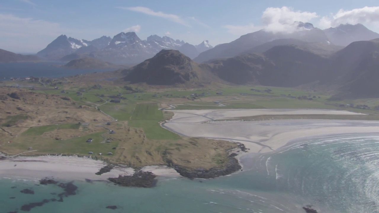 Lofoten, sandy beaches, Ramberg, Flakstad, Mannen - Flying Over Norway