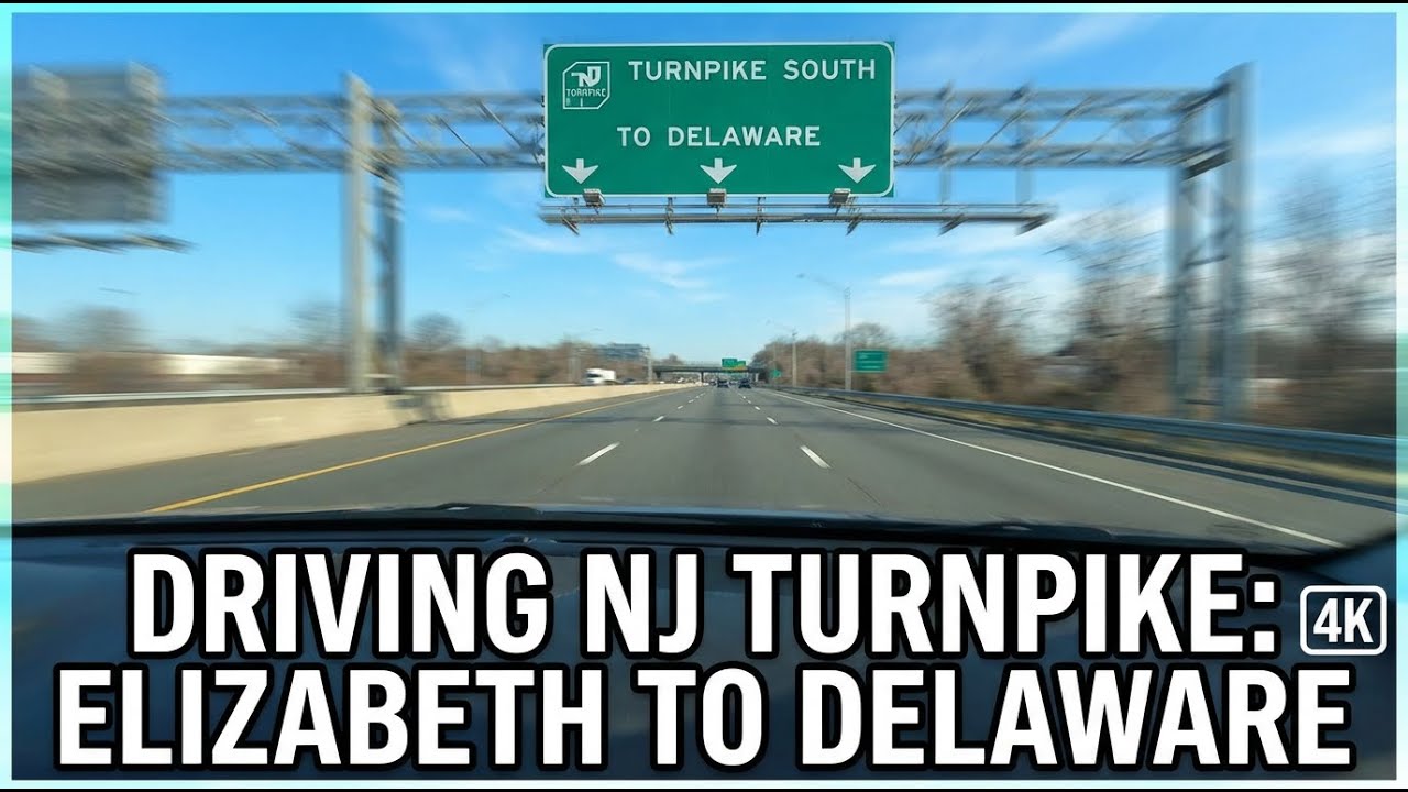 Driving on New Jersey Turnpike from Elizabeth to Delaware