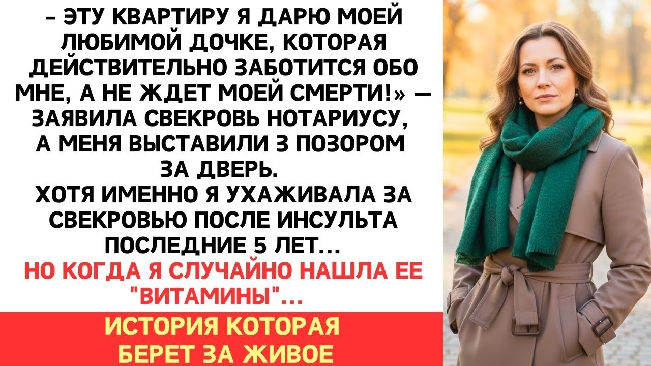 После 5 лет ухода за свекровью, меня с позором выгнали на улицу. Но когда из старого альбома выпал.
