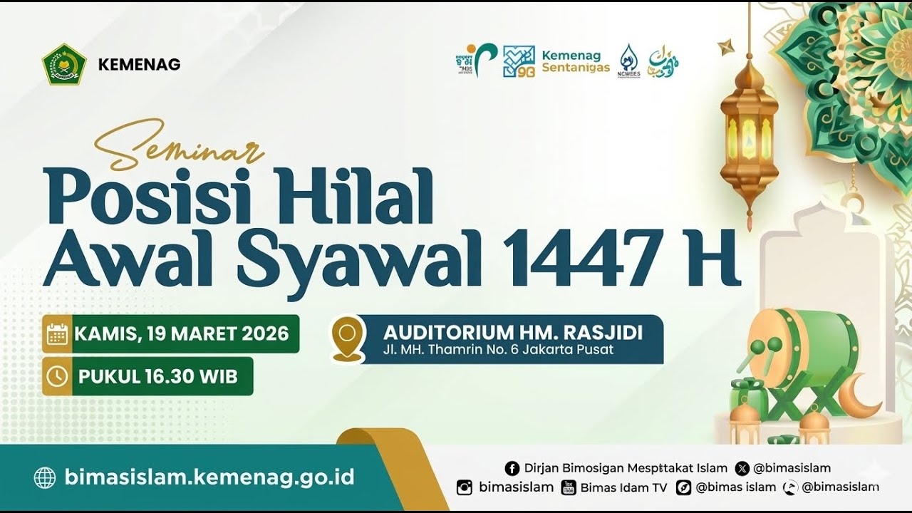 LIVE !! SEMINAR POSISI HILAL 1 Syawal1447 H TUMBNILE DESAIN BY GEMINI AI