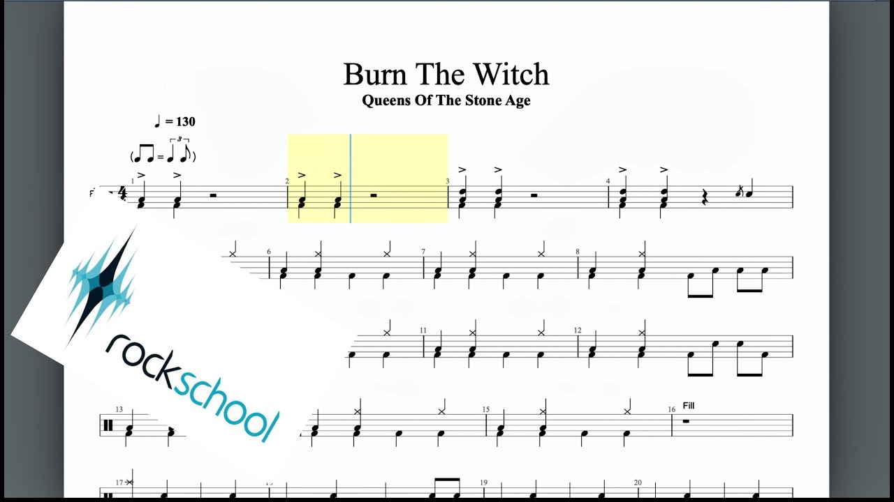 Burn The Witch Rockschool Hot Rock Grade 3 Drums