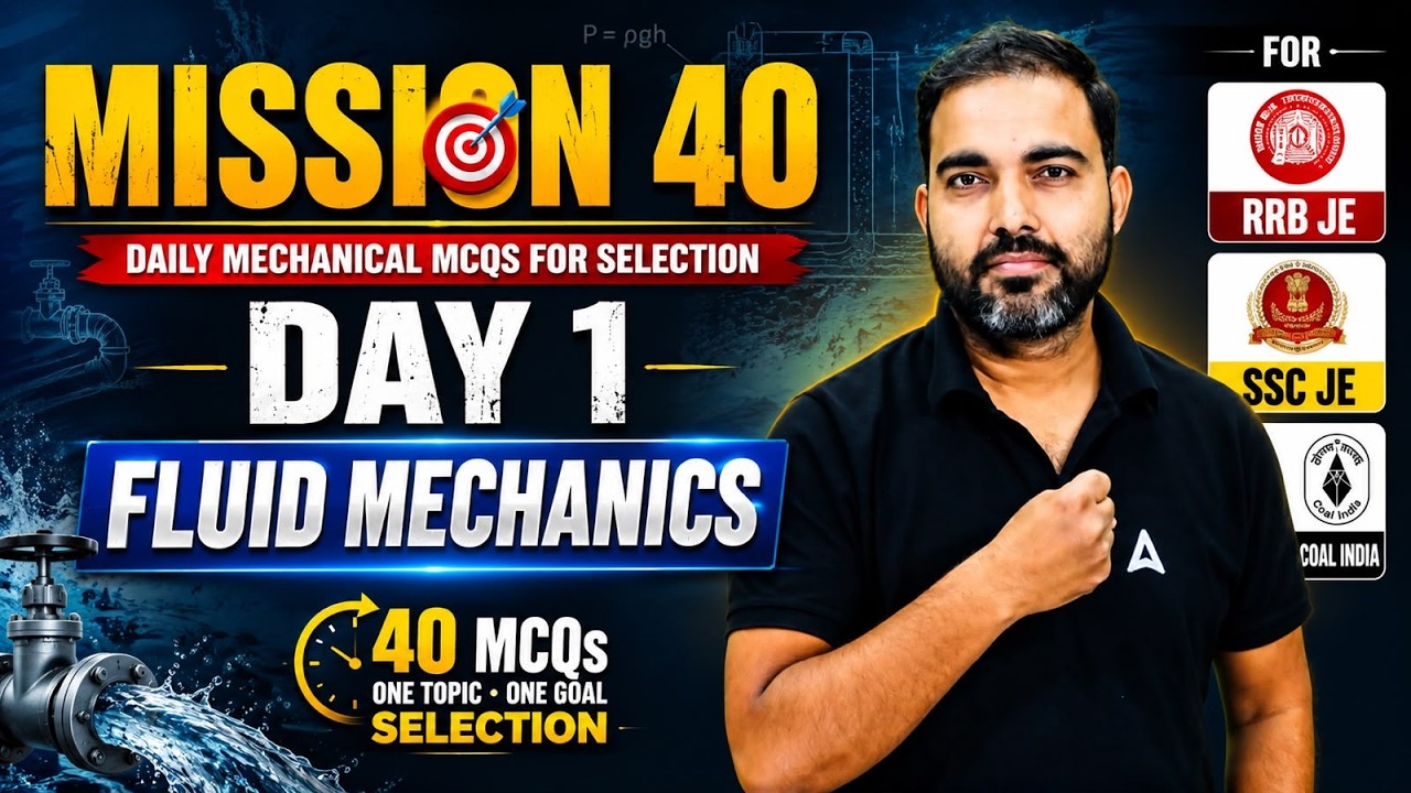 Fluid Mechanics MCQs | RRB JE/SSC JE Fluid Mechanics MCQs #1 | RRB JE/SSC JE Classes | By RK Sir