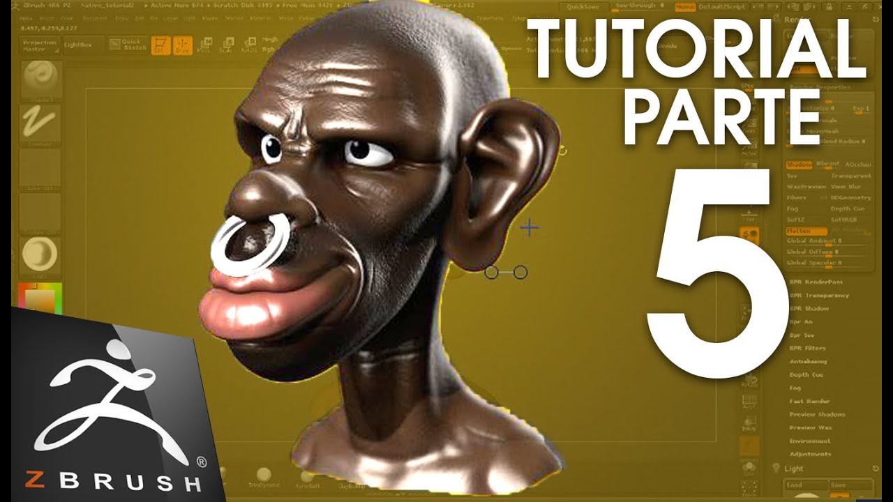 TUTORIAL BÁSICO DE ZBRUSH EN ESPAÑOL PARTE 5:::: Luces, render y composición en Photoshop