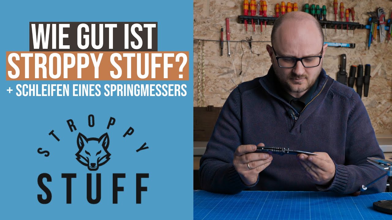 Schärfen eines Springmessers + finish mit Stroppy Stuff | TSPROF Kadet, Stroppy Stuff