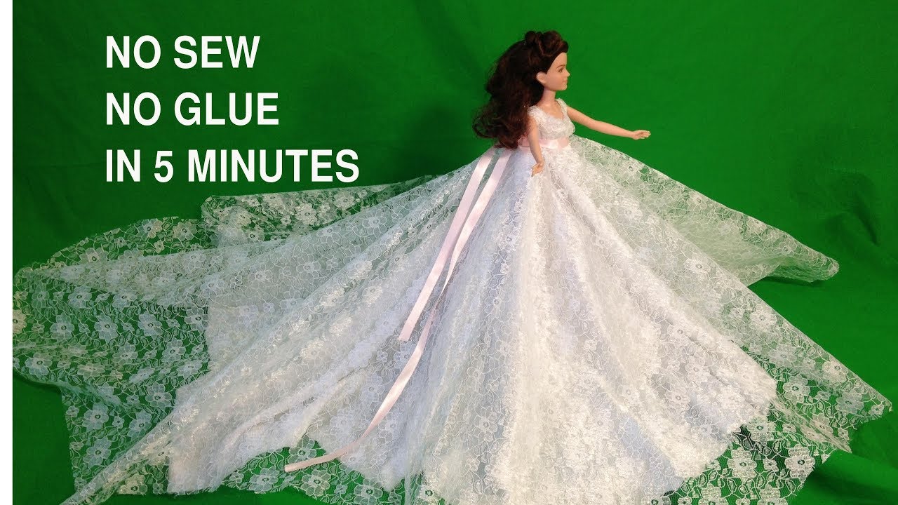 No sew/no glue Barbie wedding gown/Floral dress  just in 5 minutes