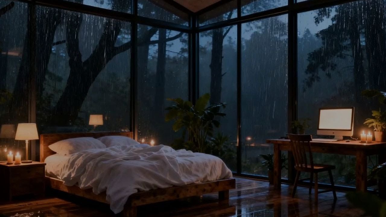 Forest Bedroom Rain at Night 🌧🌲 | Gentle Sounds for Deep, Peaceful Sleep