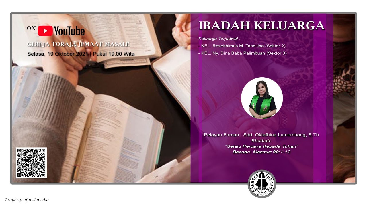 Ibadah Keluarga Gereja Toraja Jemaat Masale | Selasa, 19 Oktober 2021 | Pukul 19.00 Wita