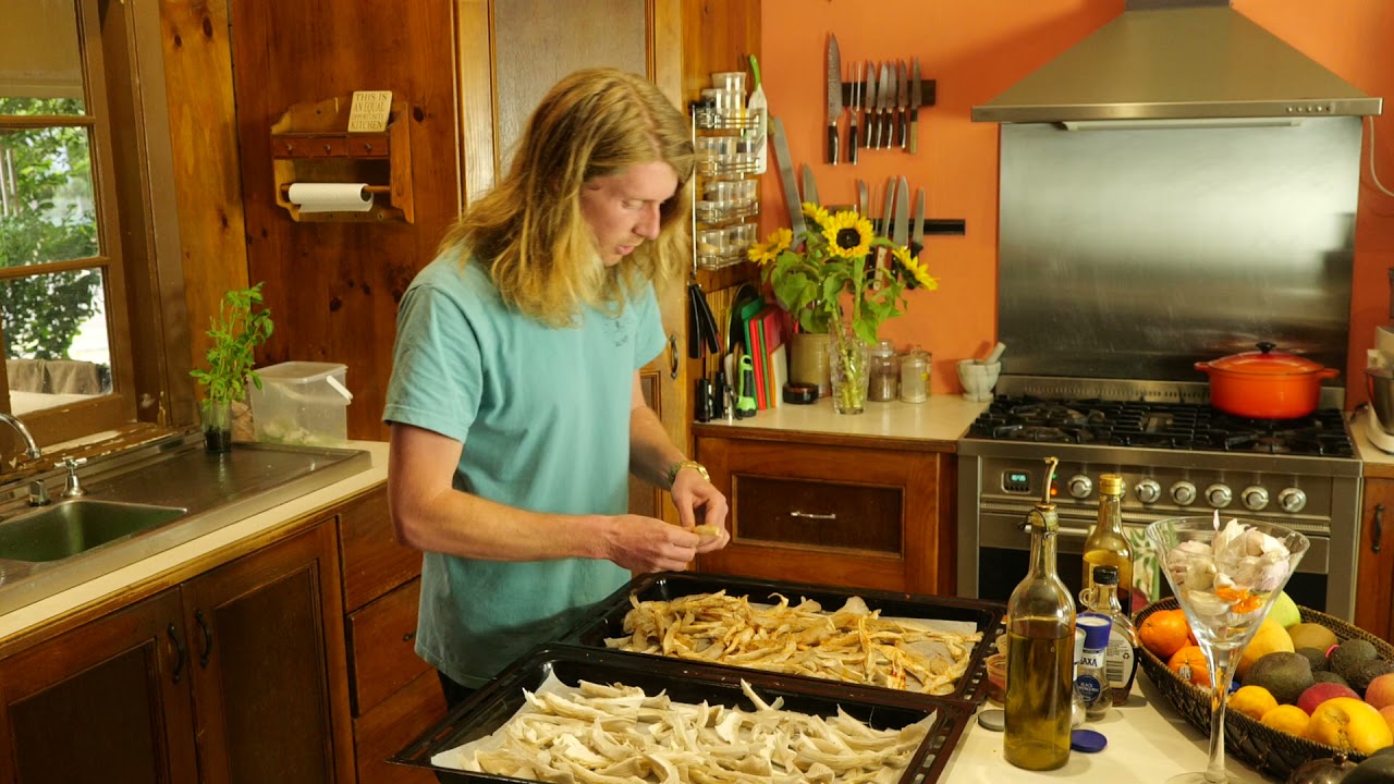 Margin's Mushrooms - Pulled Oyster Mushroom - cooking.