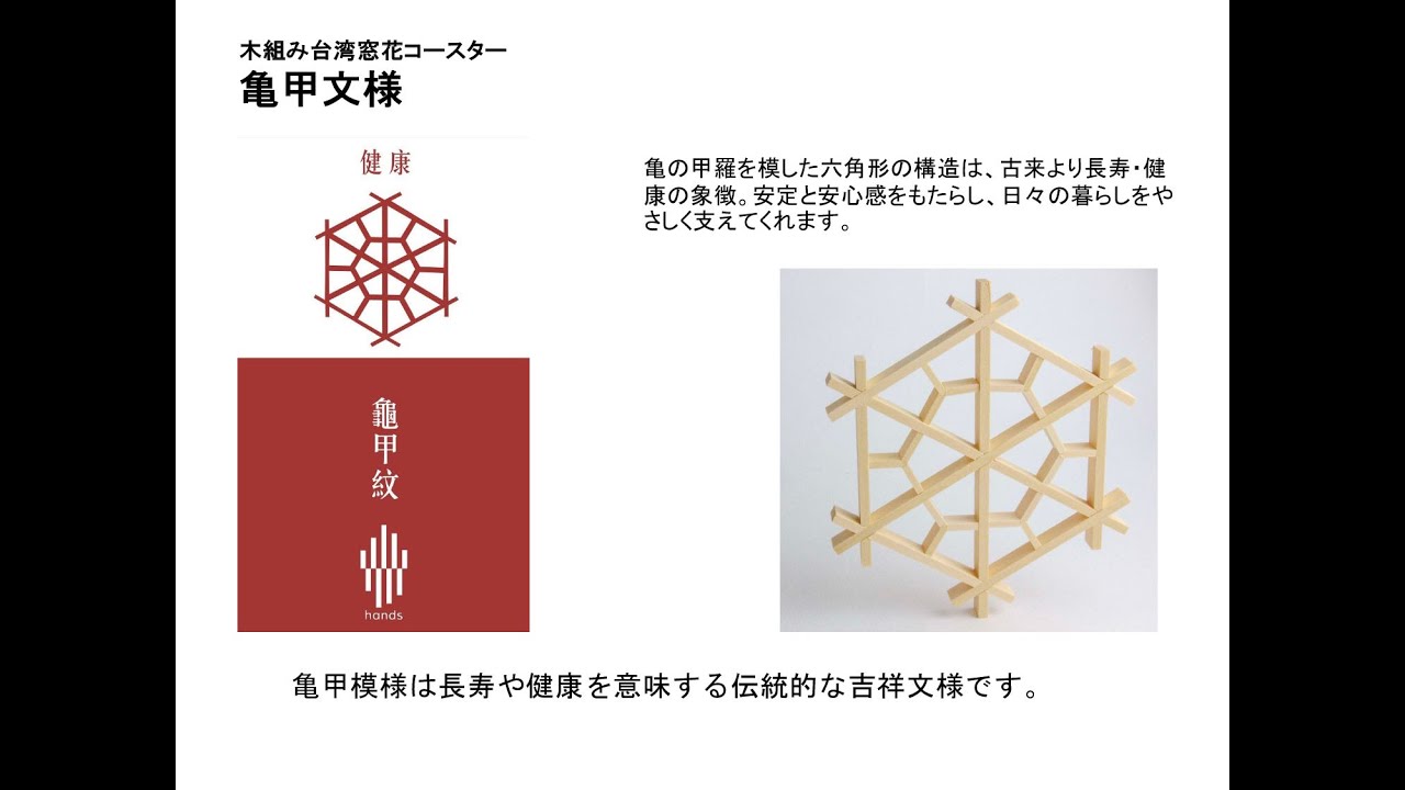 亀甲紋 花窗DIY体験キット｜木製窓花コースター組み立て手順【HANDS 手手】