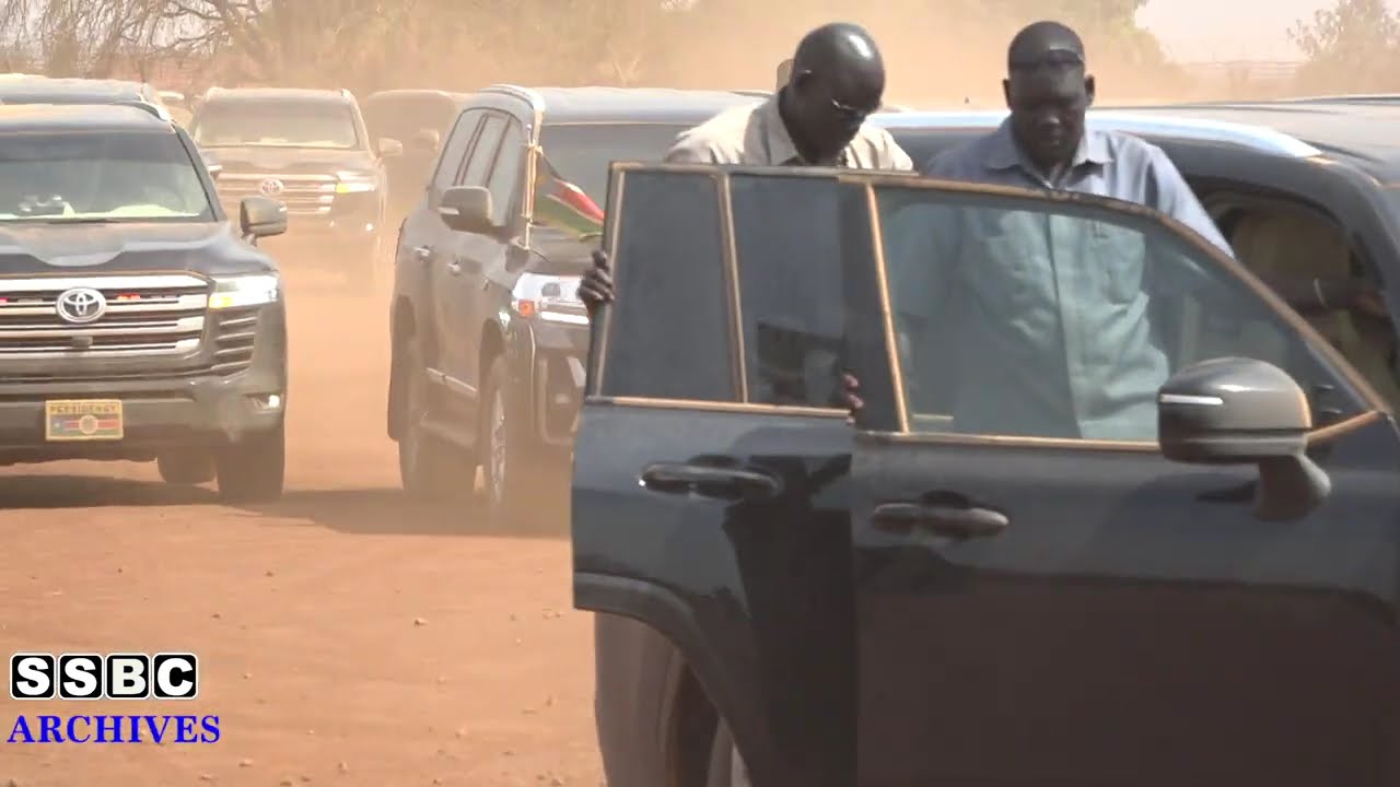 PRESIDENT SALVA KIIR ASSESSING THE ROAD DEVELOPMENT.