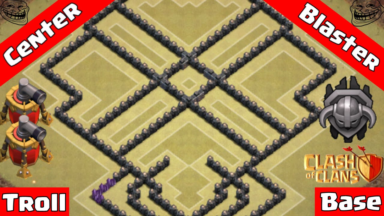 ✅Clash Of Clans: TH9 BEST Troll Base 2015 + 2 Air Sweepers - Center Blaster + REPLAYS