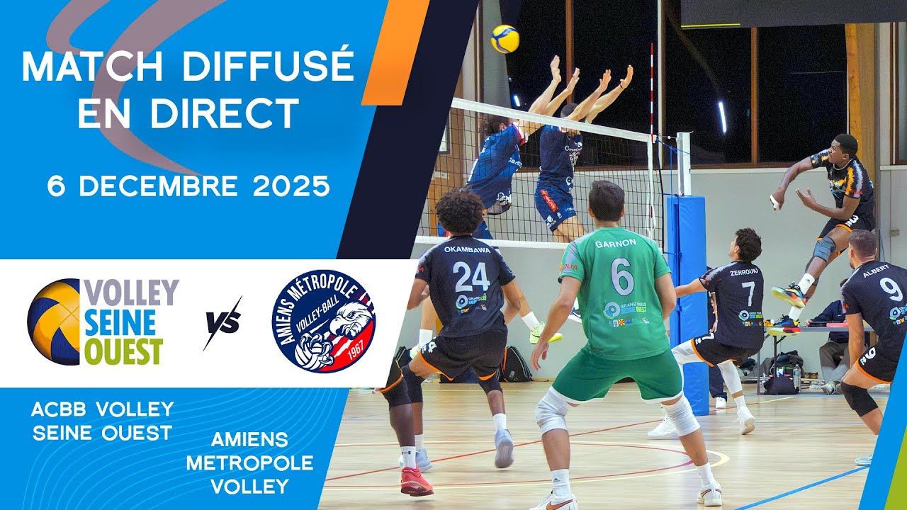 Match ACBB VOLLEY SEINE OUEST face à AMIENS METROPOLE VOLLEY