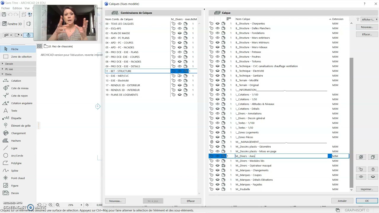 Comment créer et paramétrer des combinaisons de calques dans Archicad