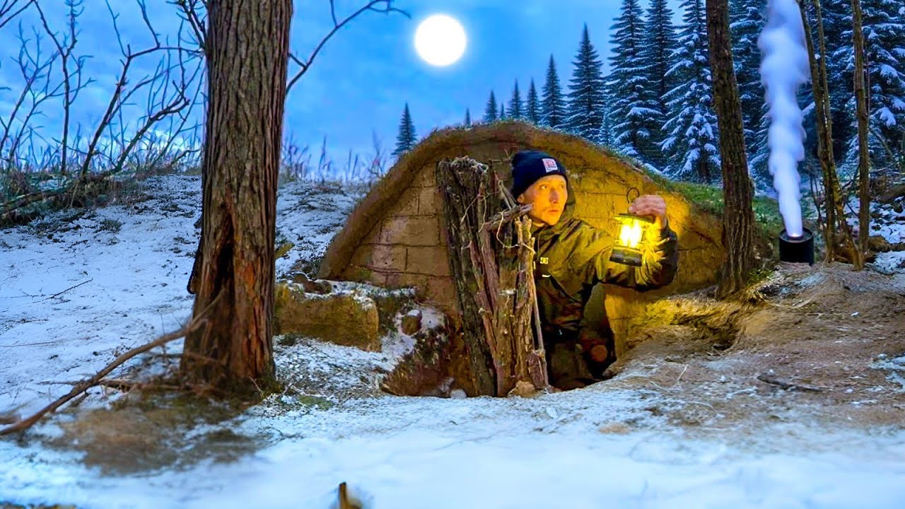 Winter Overnight in a Hut | I Returned to Survive the Cold.Bushcraft 