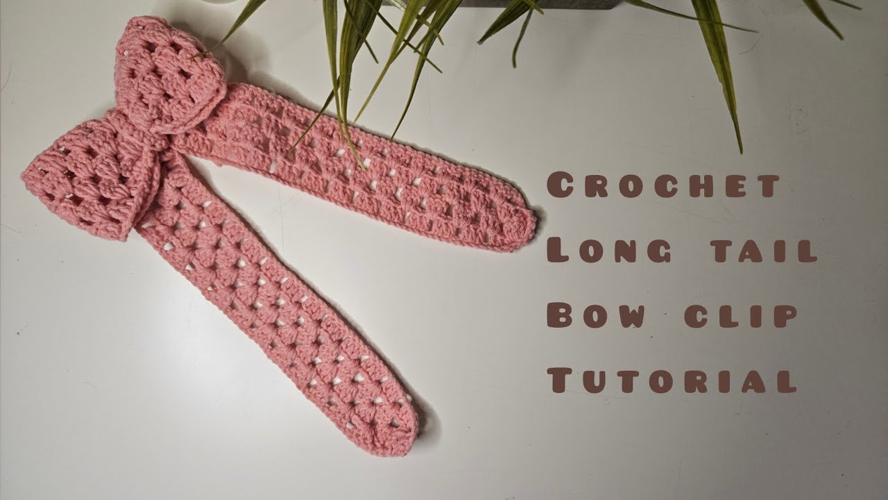 crochet long tail bow hairclip tutorial