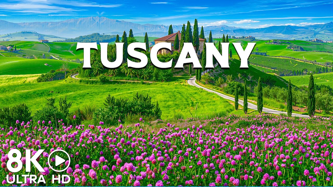 Tuscany, Italy 8K UHD - Stunning Footage Tuscany, Scenic Relaxation Film with Calming Piano Music