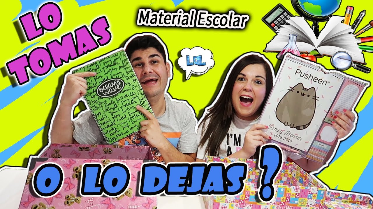 LO TOMAS o LO DEJAS MATERIALES ESCOLARES / útiles escolares lo tomas o lo dejas LOL Retos Divertidos