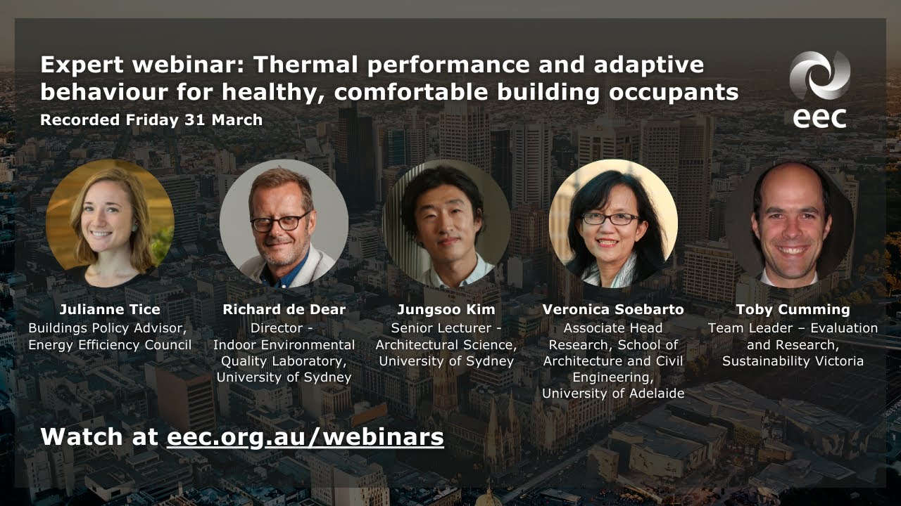 Expert webinar: Thermal performance & adaptive behaviour for healthy, comfortable building occupants